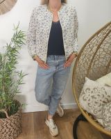 Bombers femme écru fleurs bleues Ewena