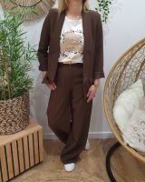 Pantalon femme fluide marron glacé taille haute Kaira