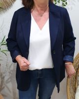 Blazer femme uni bleu marine grande taille 