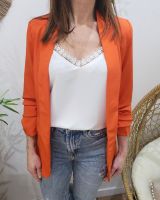 Blazer femme manches plissées orange