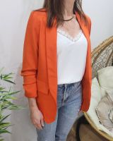 Blazer femme manches plissées orange
