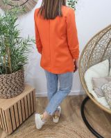 Blazer femme manches plissées orange
