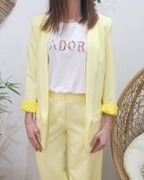Veste blazer femme unie jaune pâle