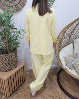 Veste blazer femme unie jaune pâle