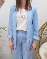 Veste blazer femme unie bleu ciel