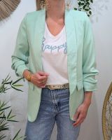 Blazer femme manches plissées vert amande