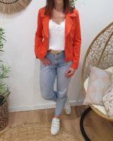 Perfecto femme fin suédine orange
