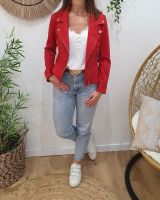 Perfecto femme fin suédine rouge