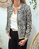 Bombers femme léopard noir et taupe Coraliea