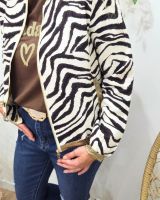 Bombers femme écru zebrures marrons choco Domitille