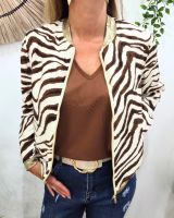 Bombers femme beige zebrures marrons camel Domitille