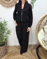 Bombers femme noir broderies cachemires et sequins dorés