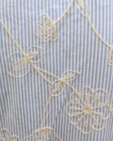 Bombers femme rayé blanc et bleu broderies fleurs beiges