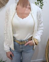 Bombers femme écru dentelle petites fleurs