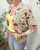 Bombers femme beige fleurs multicolores Inti