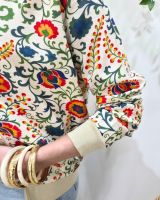 Bombers femme beige fleurs multicolores Inti