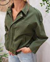 Veste femme bombers coton jean kaki Iria