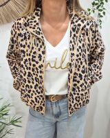 Veste femme à capuche léopard camel et noir