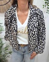 Veste femme à capuche léopard noire et beige