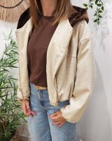 Veste femme chinée à capuche velours Eulalie