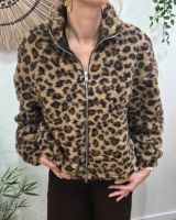 Veste polaire femme léopard marron