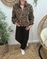 Veste polaire femme léopard marron