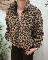 Veste polaire femme léopard marron