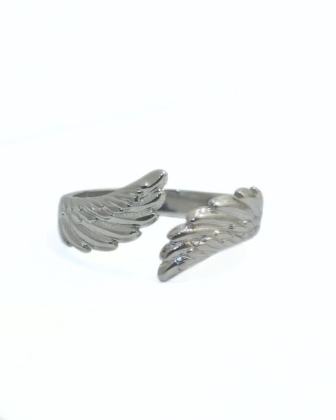 Bague femme acier argenté ailes