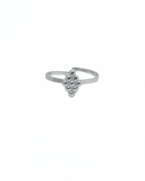 Bague femme acier argenté losange
