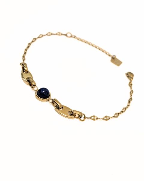 Bracelet femme acier doré et pierres Alvhid-Bleu marine