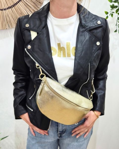 Sac banane cuir femme irisé moyenne Dulcie-Or