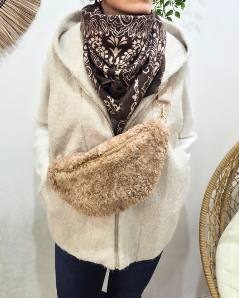 Sac banane femme moumoute Rosélina-Camel