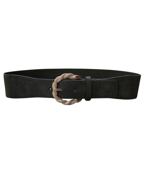 Ceinture élastique boucle dorée torsadée-Kaki