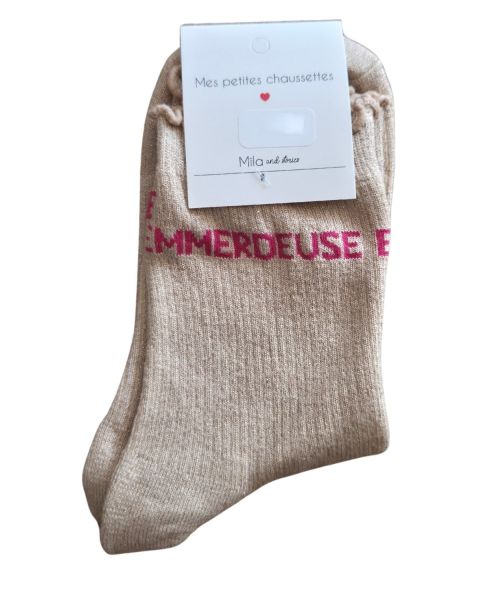 Chaussettes à paillettes EMMERDEUSE-Beige