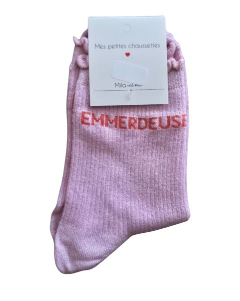 Chaussettes à paillettes EMMERDEUSE-Rose