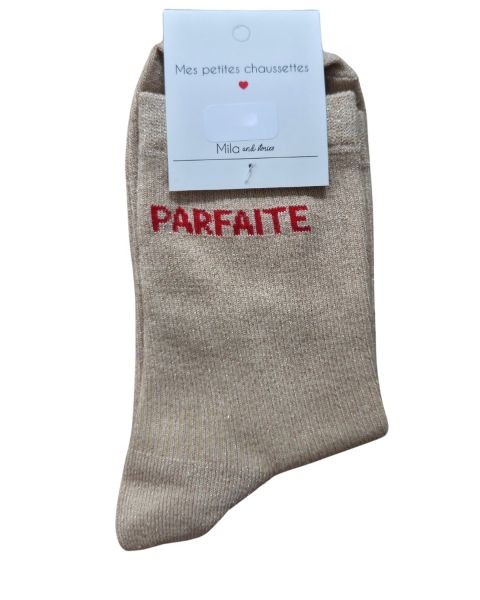 Chaussettes à paillettes PARFAITE-Beige
