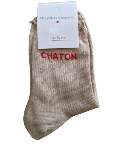 Chaussettes à paillettes CHATON-Beige