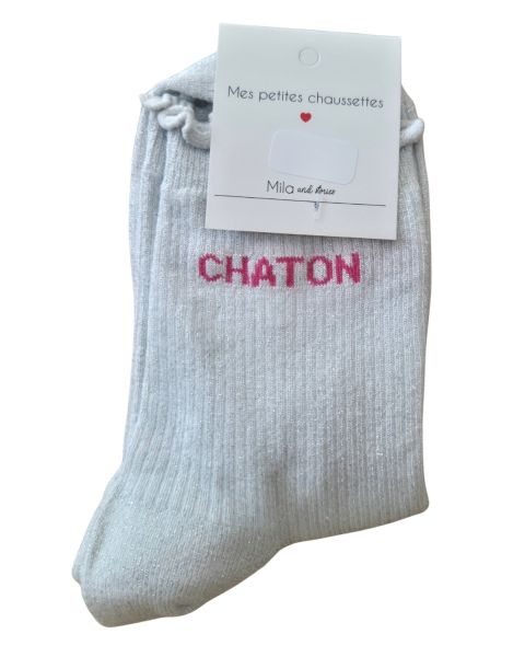 Chaussettes à paillettes CHATON-Blanc