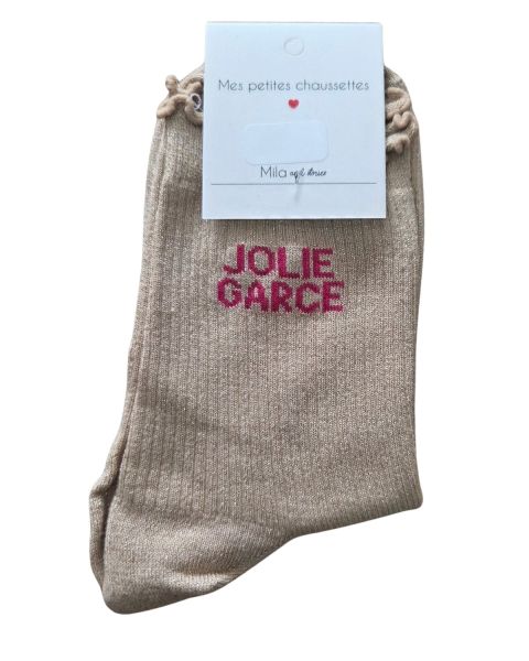 Chaussettes à paillettes JOLIE GARCE-Beige