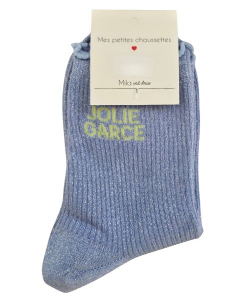Chaussettes à paillettes JOLIE GARCE-Bleu indigo