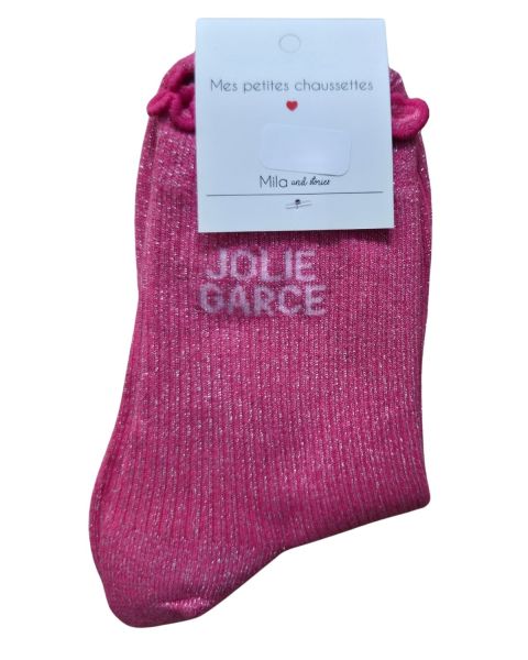 Chaussettes à paillettes JOLIE GARCE-Rose fuchsia