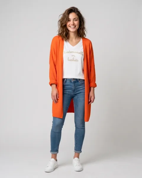 Gilet long uni-Orange