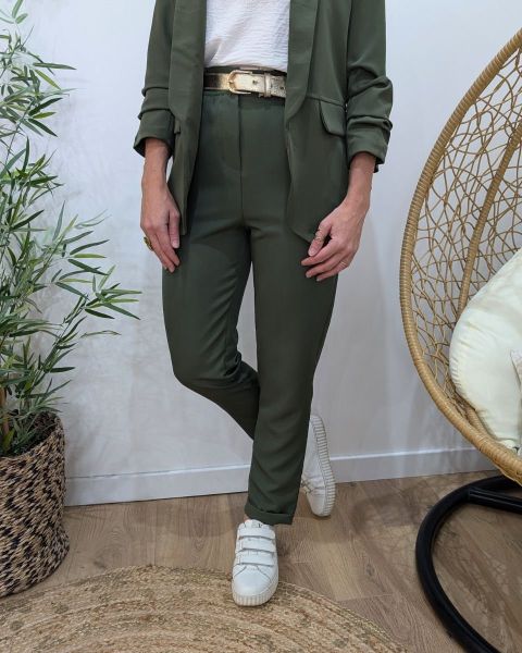 Pantalon de tailleur femme kaki