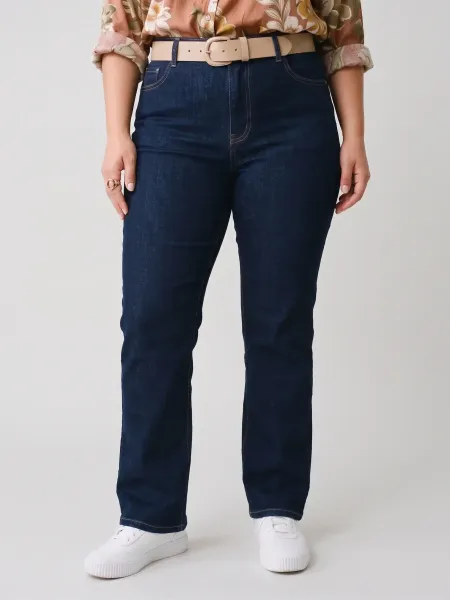 Jean femme droit bleu brut coupe confort +