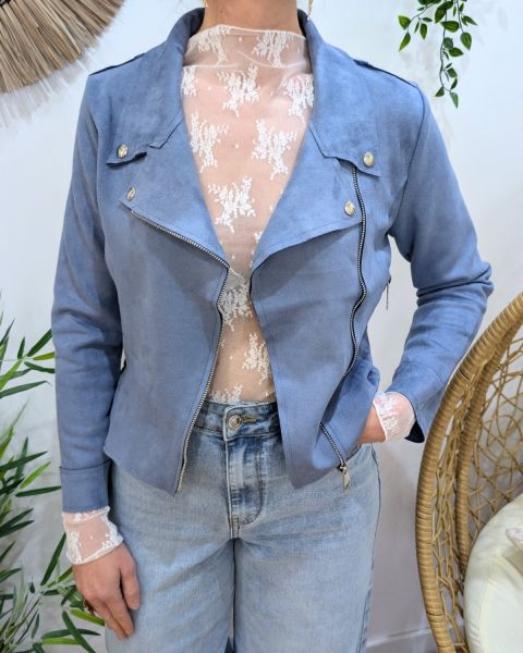 Perfecto femme fin suédine bleu jean
