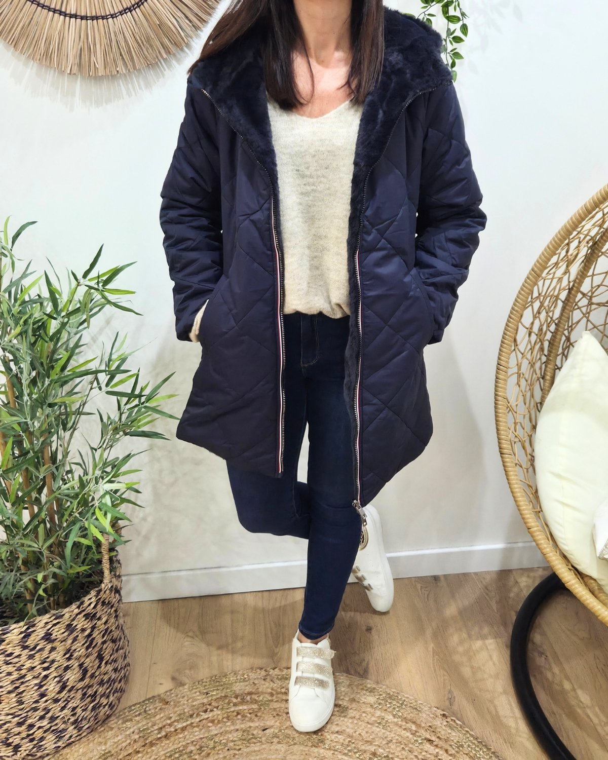 Yuson Girl Veste D'Hiver Polaire Femme - Sweat à Capuche Chaud Épais Cardigan Boutons Corne Zippé Avec Poches