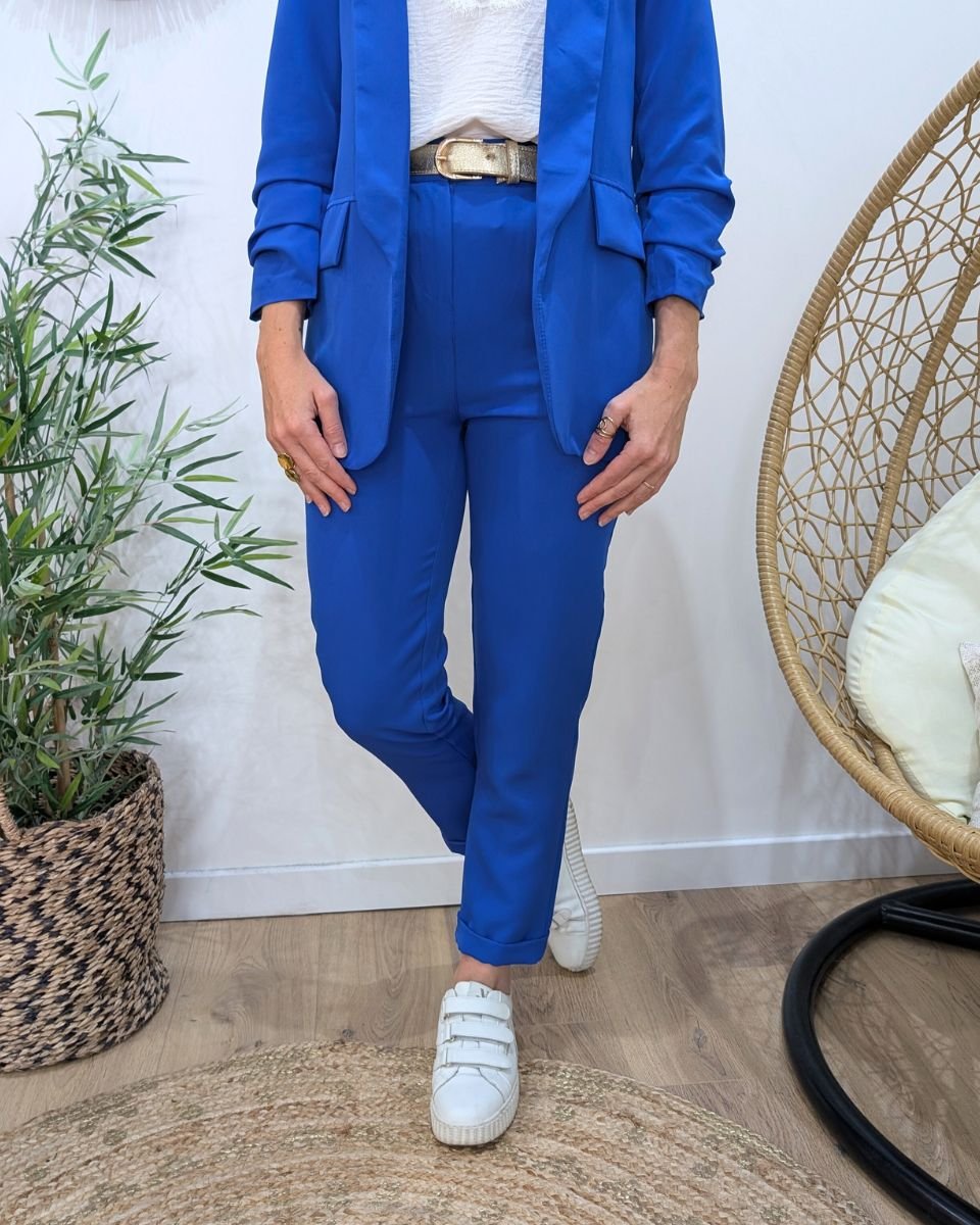 Pantalon de tailleur femme bleu roi 32601