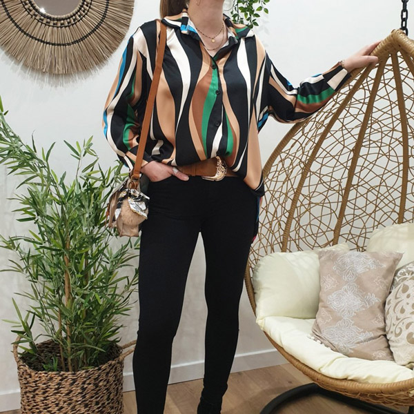 Chemise femme sixties multicolore