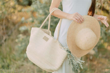 Sac de plage personnalisé en paille petit format